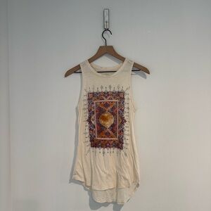Lucky Brand Cream Boho Tank Top Persian Rug Print Festival XS